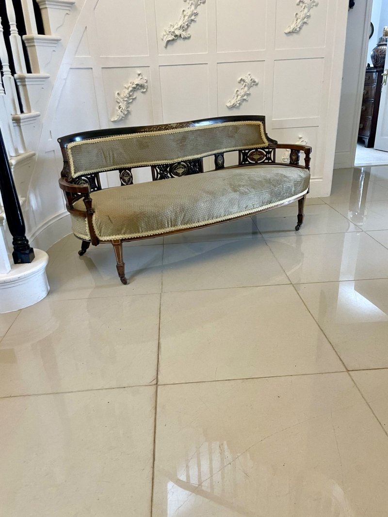 Superb Quality Antique Victorian Rosewood Inlaid Settee - Image 5